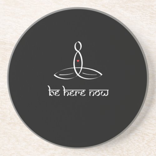 Be Here Now _ White Sanskrit style Drink Coaster