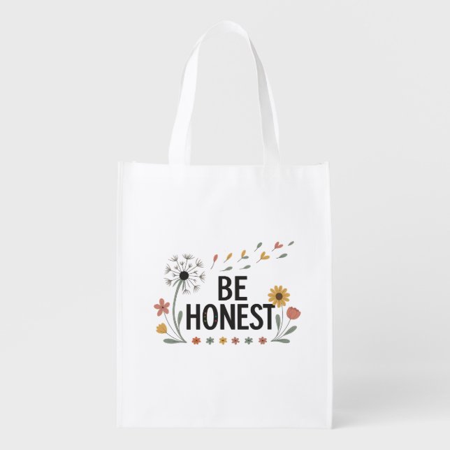 Be Honest Floral Reusable Bag | Pink Yellow Green  (Front)