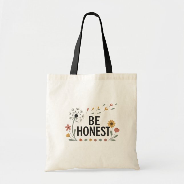 Be Honest Floral Tote Bag Pink Yellow Green Flower (Front)