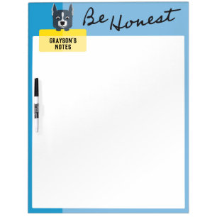 Be Honest Slate Blue Boxer With Personalized  Note Dry Erase Board