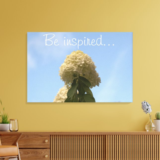 Be Inspired Hydrangea Blue Sky Canvas Print (Insitu(LivingRoom))