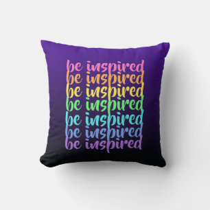"Be Inspired" Purple Rainbow Throw Pillow