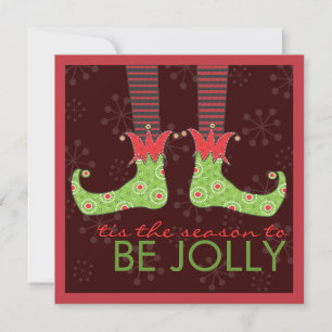 Be Jolly Fun Elf Feet Holiday Christmas Party Invitation
