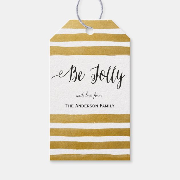Be Jolly Gold Stripes Gift Tags