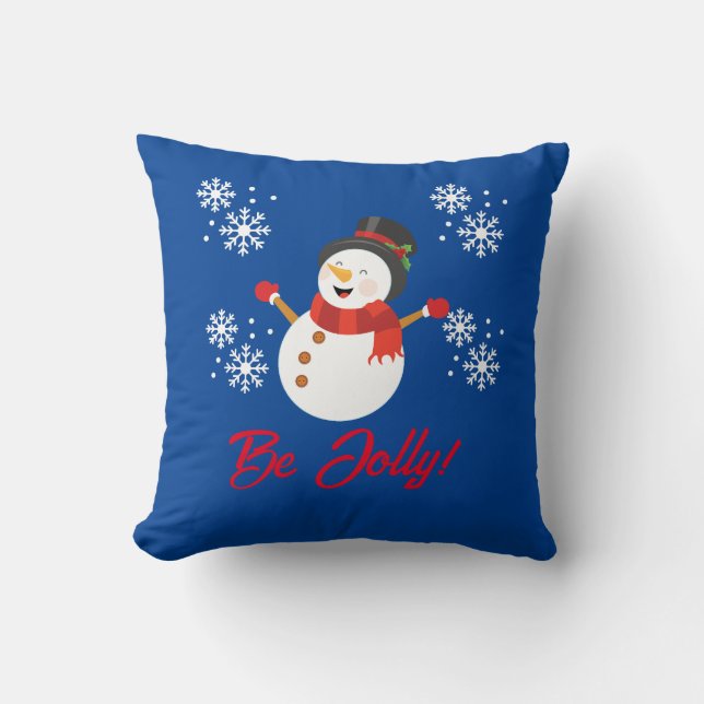 BE JOLLY SNOWMAN  THROW PILLOW (Front)