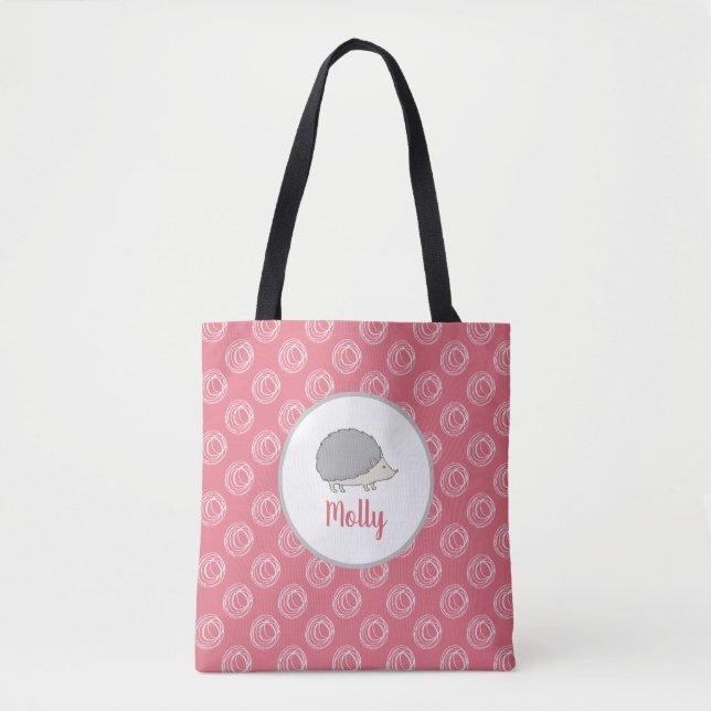 Be Joyful Always Pink Hedgehog Custom Tote Bag (Front)