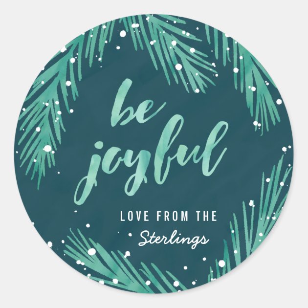 Be Joyful Christmas Sticker | Snow & Pines