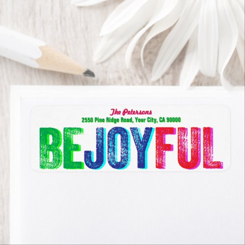 Be Joyful Colorful Holiday Letterpress Custom Label