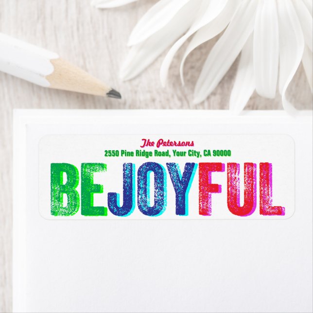Be Joyful Colorful Holiday Letterpress Custom Label (Insitu)