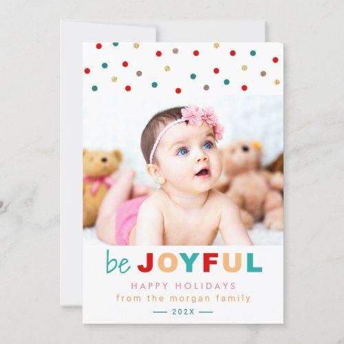 Be Joyful Confetti Dots Holiday Baby Kids Photo