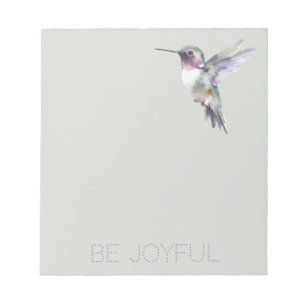 Be Joyful Green Purple Hummingbird Notepad