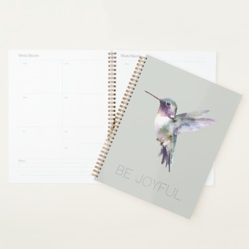 Be Joyful Green Purple Hummingbird Planner