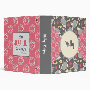 Be Joyful Hedgehog & Pink Pattern 3 Ring Binder