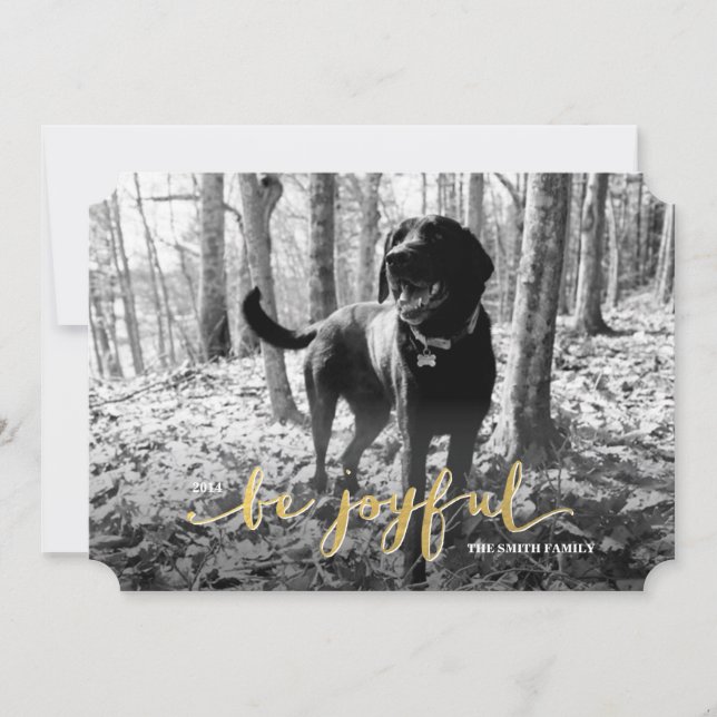 BE JOYFUL Holiday Photo Card - Gold (Front)