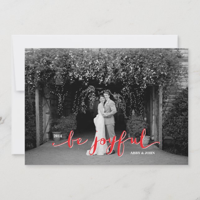BE JOYFUL Holiday Photo Card - Red (Front)