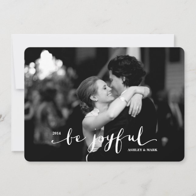 BE JOYFUL Holiday Photo Card - White (Front)