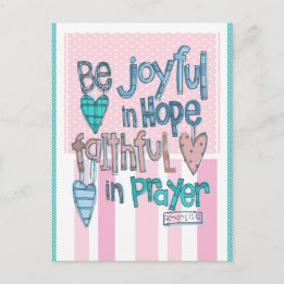 Be Joyful in Faith Pink Postcard