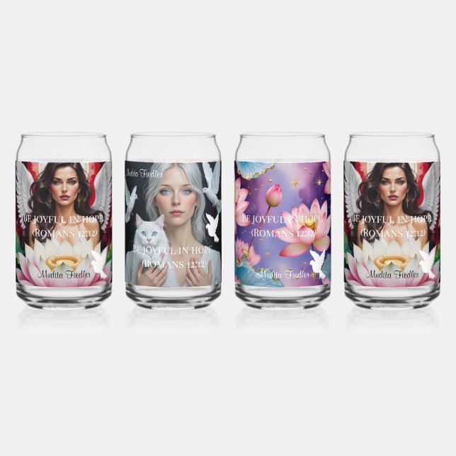 Be joyful in hope. (Romans 12:12) Can Glass (Front)