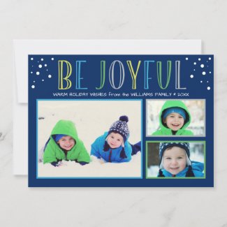 Be Joyful | Navy Blue Holiday Photo Collage