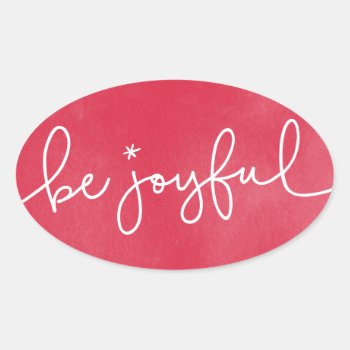Be Joyful Red Watercolor Round Sticker by HoorayCreative at Zazzle