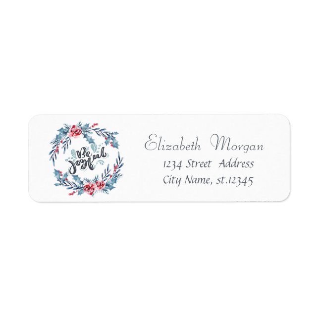 Be Joyful,Wreath,Holiday,Christmas Label (Front)