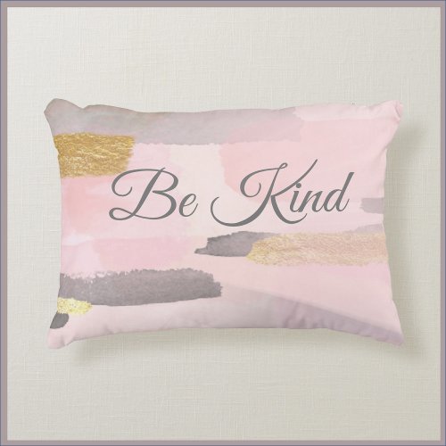 Be Kind Abstract Pink  Grey Accent Pillow