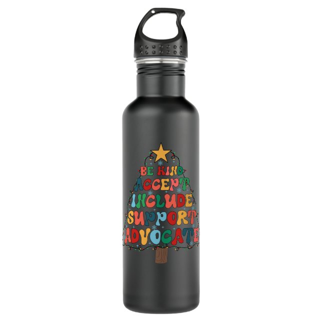 be kind accept include support advocate stainless steel water bottle (Front)