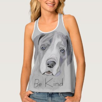 Be Kind Adorable Great Dane Puppy Black and White Tank Top