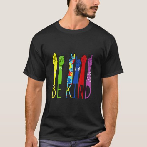 Be Kind American Sign Language Hand Autism Awarene T_Shirt