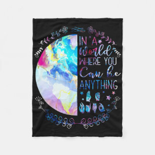 Be Kind Asl Alphabet American Sign Language Deaf A Fleece Blanket