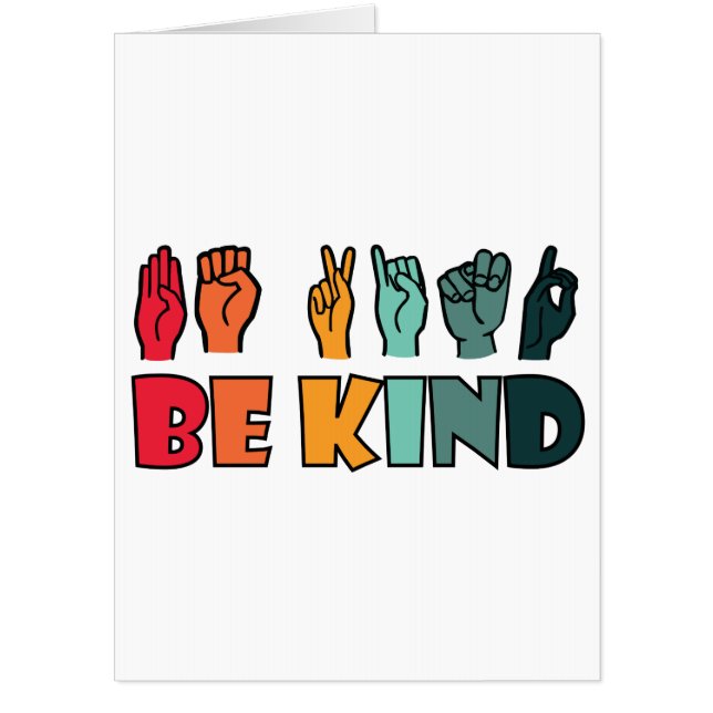 Be Kind ASL American Sign Language Card (Front)