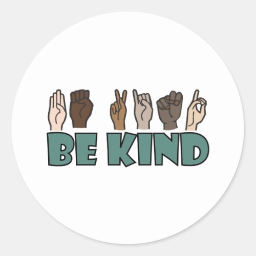 Be Kind ASL American Sign Language Classic Round Sticker