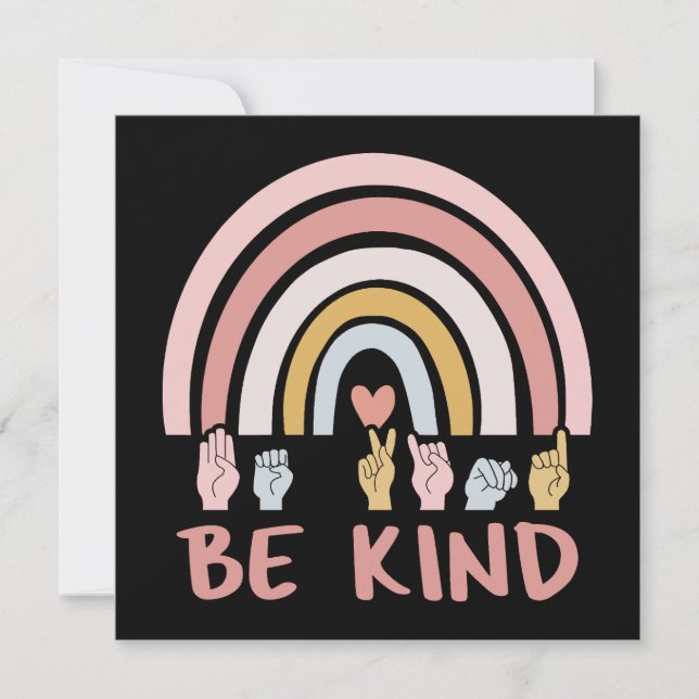 Be Kind ASL III - American Sign Language Card (Front)
