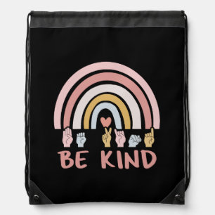 Be Kind ASL III - American Sign Language Drawstring Bag