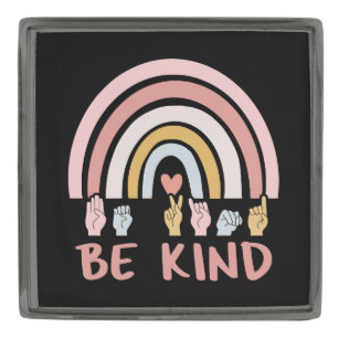 Be Kind ASL III - American Sign Language Gunmetal Finish Lapel Pin