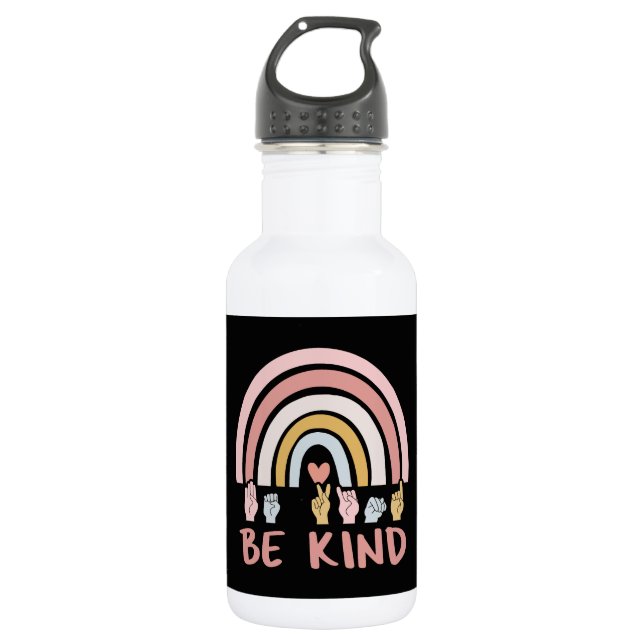 Be Kind ASL III - American Sign Language Stainless Steel Water Bottle (Front)