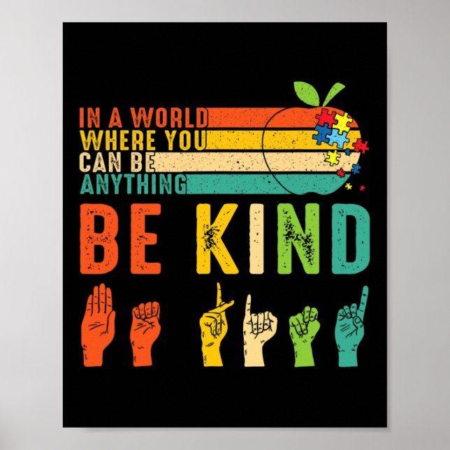 Be Kind Asl Sign Language Hand Autism Awareness Ki (Front)