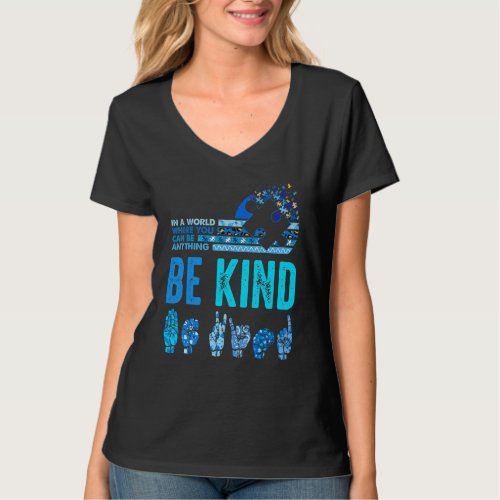 Be Kind Asl Sign Language Inspirational Teacher Ki T_Shirt