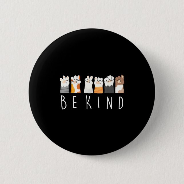 Be Kind Asl Sign Language Kindness Cat Paws Finger Button (Front)