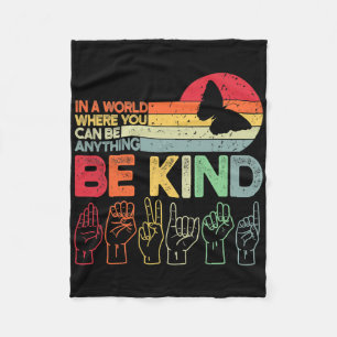 Be Kind Autism Awareness Asl Mom Teacher Kindness Fleece Blanket