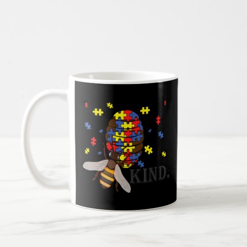 Be Kind Autism Awareness Bee Puzzle Pieces Autisti Coffee Mug