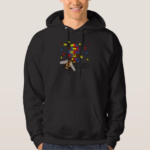 Be Kind Autism Awareness Bee Puzzle Pieces Autisti Hoodie