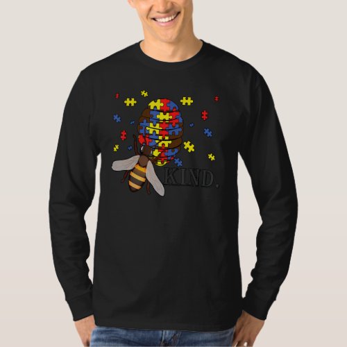 Be Kind Autism Awareness Bee Puzzle Pieces Autisti T_Shirt
