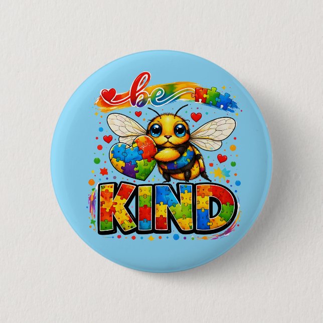 Be Kind Autism Awareness Button (Front)