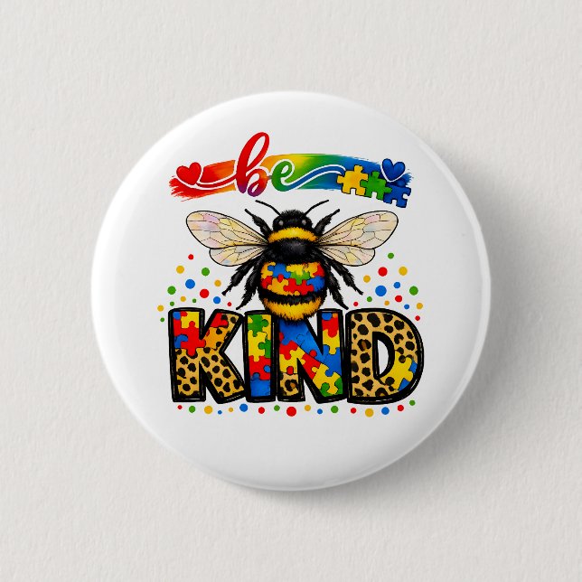 Be Kind Autism Awareness Button (Front)