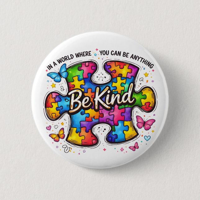 Be Kind Autism Awareness  Button (Front)