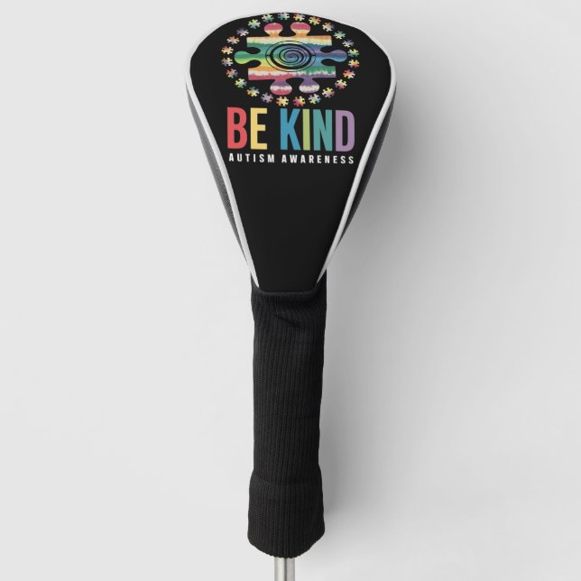 Be Kind Autism Awareness Colorful Design Golf Head Cover (Front)