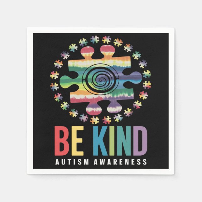 Be Kind Autism Awareness Colorful Design Napkins (Front)