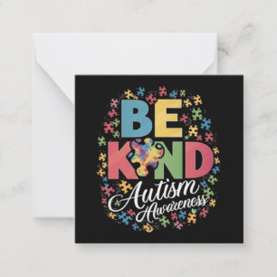 Be Kind Autism Awareness Colorful Design Note Card