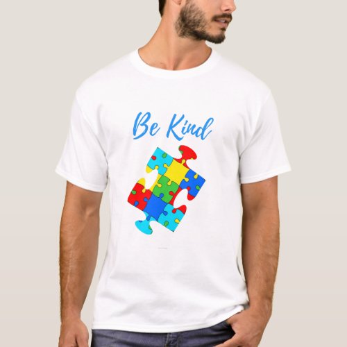 Be Kind Autism Awareness Colorful Puzzle Piece T_Shirt